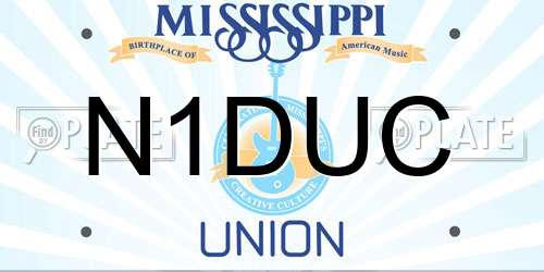 N1DUC Mississippi License Plate