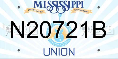 N20721B Mississippi License Plate