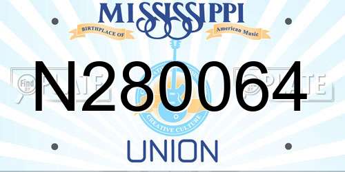 N280064 Mississippi License Plate