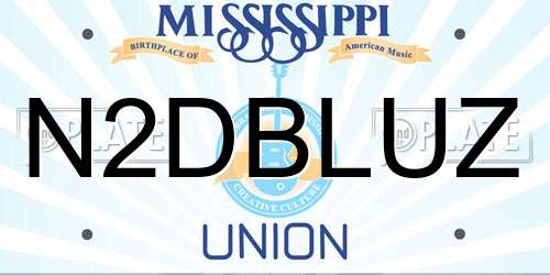 N2DBLUZ Mississippi License Plate