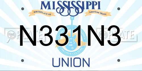 N331N3 Mississippi License Plate