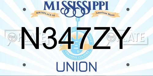 N347ZY Mississippi License Plate