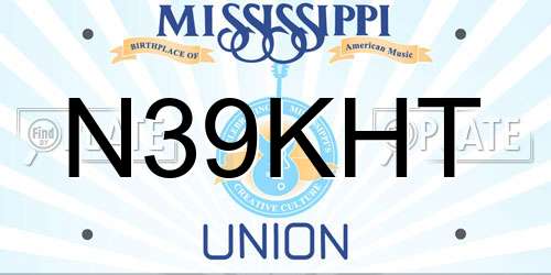 N39KHT Mississippi License Plate