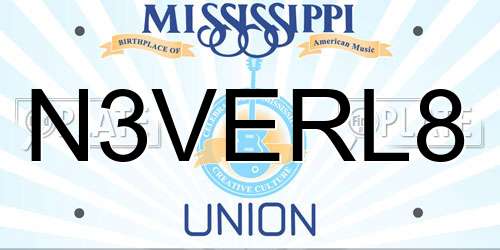 N3VERL8 Mississippi License Plate