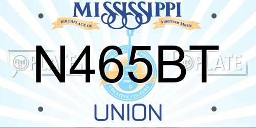 N465BT Mississippi License Plate
