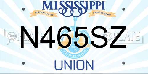 N465SZ Mississippi License Plate