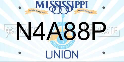 N4A88P Mississippi License Plate