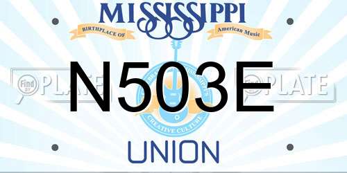 N503E Mississippi License Plate
