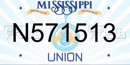N571513 Mississippi License Plate