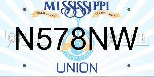 N578NW Mississippi License Plate
