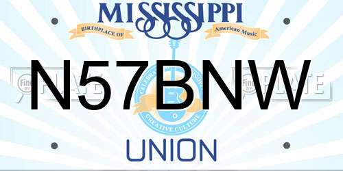 N57BNW Mississippi License Plate