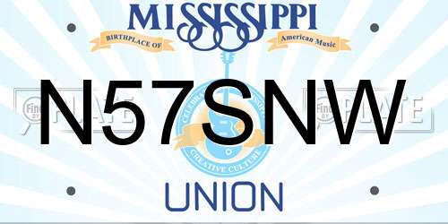 N57SNW Mississippi License Plate