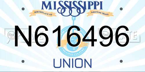 N616496 Mississippi License Plate