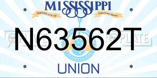 N63562T Mississippi License Plate