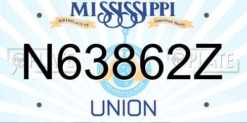 N63862Z Mississippi License Plate