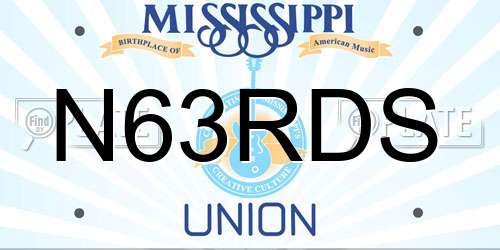 N63RDS Mississippi License Plate