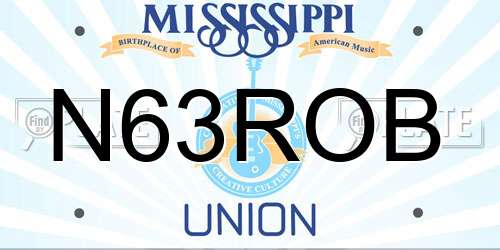 N63ROB Mississippi License Plate