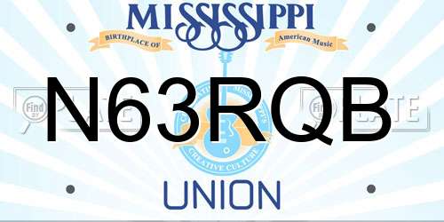 N63RQB Mississippi License Plate