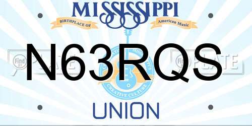N63RQS Mississippi License Plate