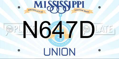 N647D Mississippi License Plate