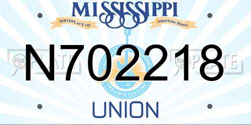N702218 Mississippi License Plate