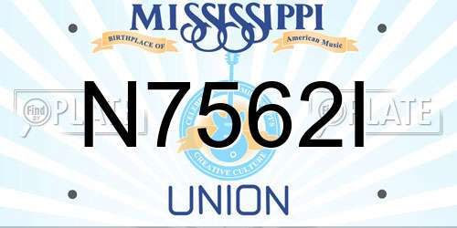 N7562I Mississippi License Plate