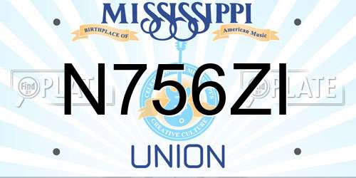 N756ZI Mississippi License Plate