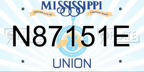 N87151E Mississippi License Plate