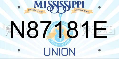 N87181E Mississippi License Plate