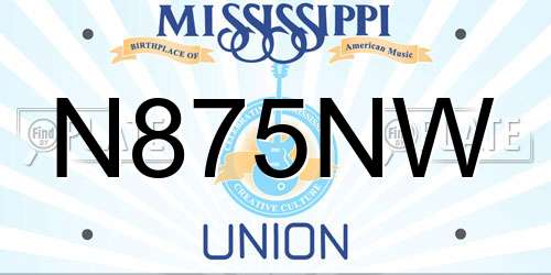 N875NW Mississippi License Plate