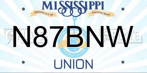 N87BNW Mississippi License Plate