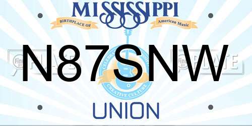 N87SNW Mississippi License Plate