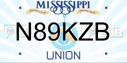 N89KZB Mississippi License Plate