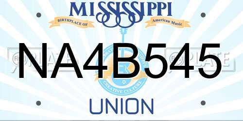 NA4B545 Mississippi License Plate