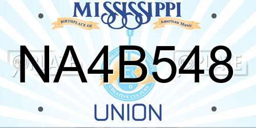 NA4B548 Mississippi License Plate