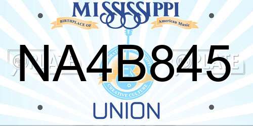NA4B845 Mississippi License Plate