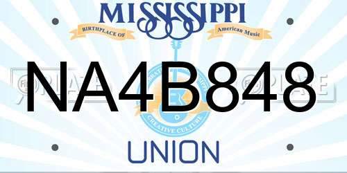NA4B848 Mississippi License Plate