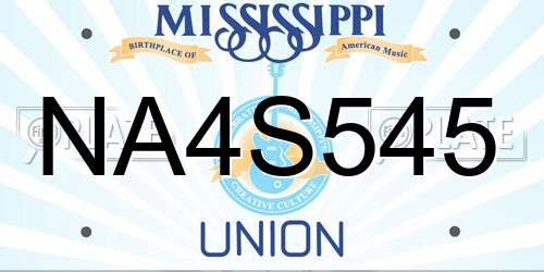 NA4S545 Mississippi License Plate