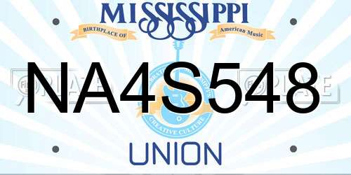 NA4S548 Mississippi License Plate