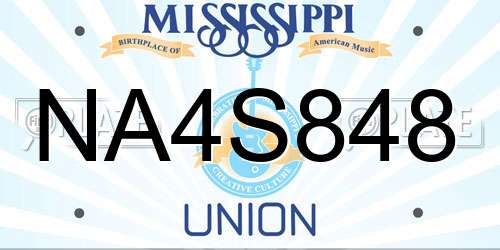 NA4S848 Mississippi License Plate