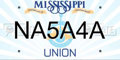NA5A4A Mississippi License Plate