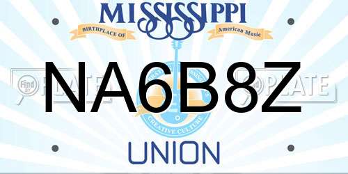 NA6B8Z Mississippi License Plate