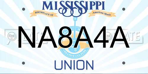 NA8A4A Mississippi License Plate