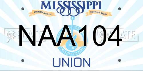 NAA104 Mississippi License Plate