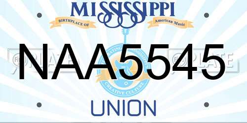 NAA5545 Mississippi License Plate