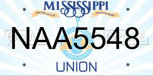 NAA5548 Mississippi License Plate