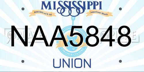 NAA5848 Mississippi License Plate