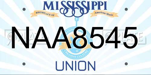 NAA8545 Mississippi License Plate