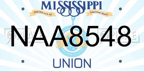 NAA8548 Mississippi License Plate