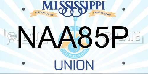 NAA85P Mississippi License Plate